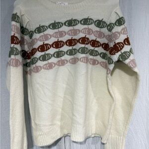 Maurices Cream Sweater with Green and Brown Accents